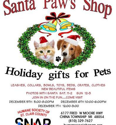 A poster of sants paws show holiday gift for pets