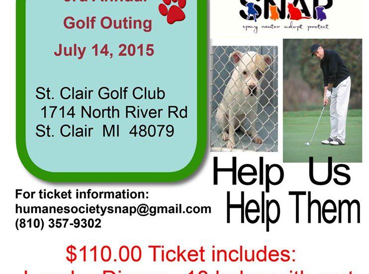 A banner of fore the dogs third annual golf outing july 14