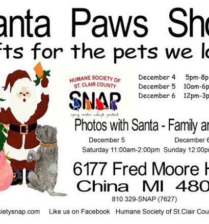 A poster of santa paws shop gift for pets we love