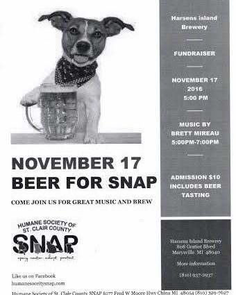 flyer for harsens island brewery fundraiser