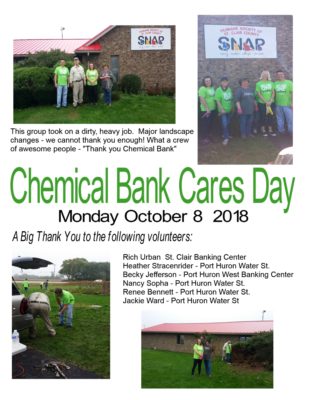 A poster of Chemical Bank cares day 2018