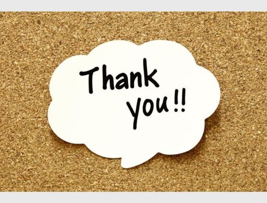 A thank you graphics with a brown background